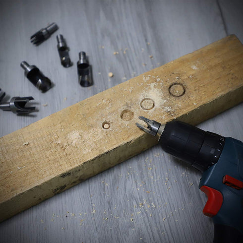 8Pcs Wood Plug Cutter Drill Bit Set, Carbon Steel Titanium Coated Woodworking Chamfer Drill Bits