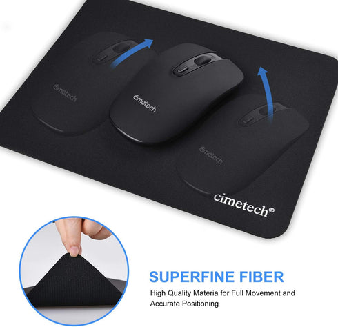 cimetech Mouse Pad, Non-Slip Rubber Base, Water-Resistant, Stitched Edge, Premium-Textured, 10.6×8.3 inches (1MM-Black)