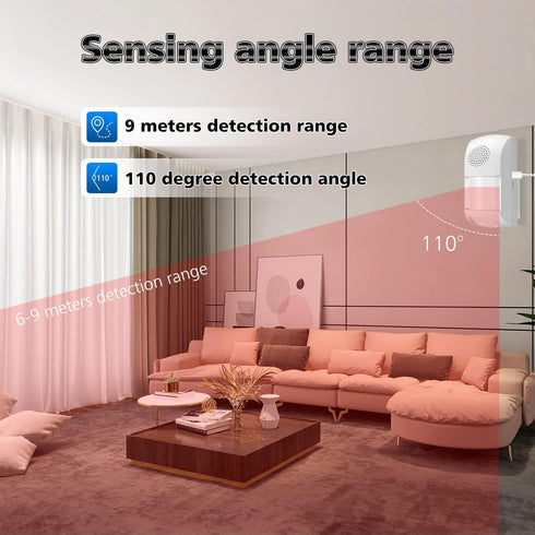 WiFi Motion Sensor Alarm: Smart PIR Detector with 110dB Siren & App Alerts, Compatible with Alexa/Google Assistant