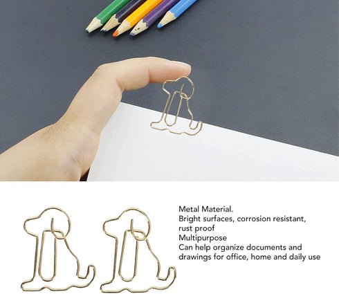 Dog Paper Clips - 100pcs Puppy Design Bookmarks, Cute Paper Clips with Storage Box for Office School Organizing Supplies