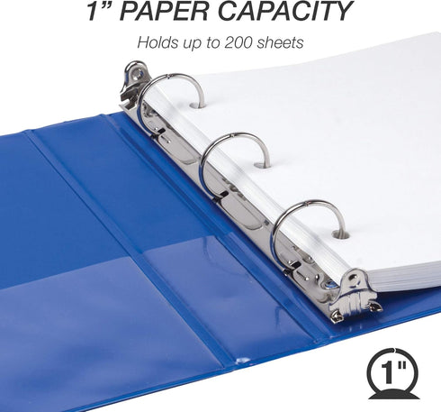 Samsill Economy 1 Inch Mini 3 Ring Binder, Made in The USA, 9.1” x 7.5”, Assorted Fashion, 6 Pack