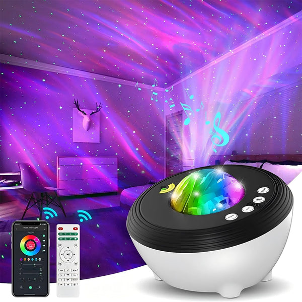 Elec3 Northern Lights Projector with White Noises, Remote & Timer, Bluetooth Star Projector,