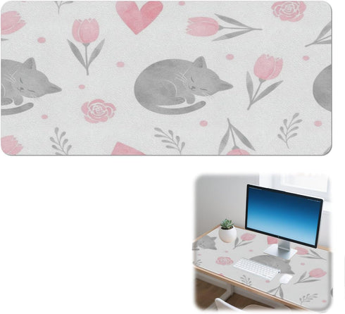 Generic Cute Cats Desk Mat Multifunctional Laptop Pad, Waterproof Dual Sided Desk Mat