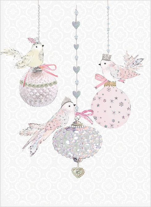 Tree-Free Greetings Holiday Greeting Cards - Bird Ornament Merry Christmas, Vintage Brown Recycled Paper, 10-Pack