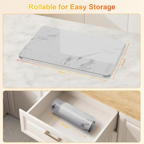Togee -6 settings- Countertop-rollup Marble Warming Mat For Food-Marble Extra Large Warming Trays For Buffets Party