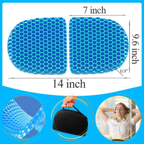 SeoTin (0.9-Inch Foldable Gel Seat Cushion for Travel, Portable Chair Cushion of Airy Cooling Gel, Honeycomb Seat