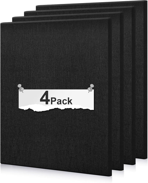 Large Cork Board Subsitute - 24"x24" Bulletin Board - 4 Pack Black Felt Board for Home&Office Wall Decor with Noise Reduction by Bcabo