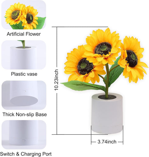 WSYEAR Sunflower Gifts for Women-Sunflowers Flower Lamp Night Light for Bedroom Decor,Valentines Day Birthday Gifts