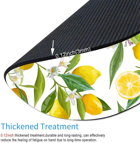 Smooffly Round Watercolor Lemon Painting Art Mouse Pad, Circular Mouse Pads with Lemon Fruits and Flowers