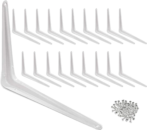 Wideskall Metal 10" x 12" inch Wall Corner Angle Shelving Shelf Brackets, White,