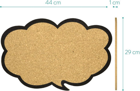 Navaris Cork Board Bulletin Board, Thought Bubble Design 11 x 17 in, includes 5 Pins for Message Display