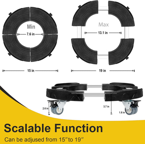 15-19 Inch 4 440lbs W B D WEIBIDA Trash Can Dolly Wheels Adjustable Round Roller with Wheels Drum Cart Heavy Duty Keg