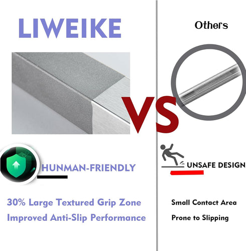 LIWEIKE Brushed Nickel Shower Foot Rest Bar Wall Mount Shower Stool for Shaving Legs Non-Slip Scrub Shower Foot Step