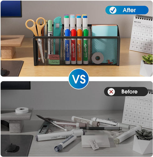 MaxGear Magnetic Pen Holder, Mesh Pencil Holder for Desk Storage, Extra Strong Magnets for Locker, Whiteboard, Office