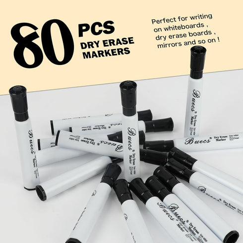 Black Dry Erase Markers Low-Odor 80 Count Chisel Tip for Writing on Whiteboards and Dry-Erase Boards