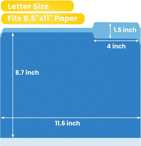 SUNEE File Folders, 18 Pack Manilla Folders 8.5 x 11, Colored Office Organization Home School Folders