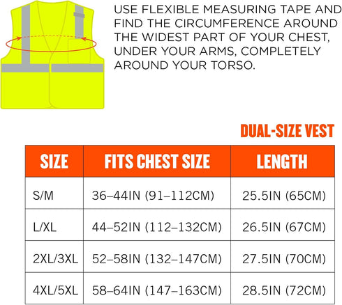 Reflective Safety Vest, High Visibility Mesh with Interior and Exterior Pocket, Class 2, Type R, Single Sizing