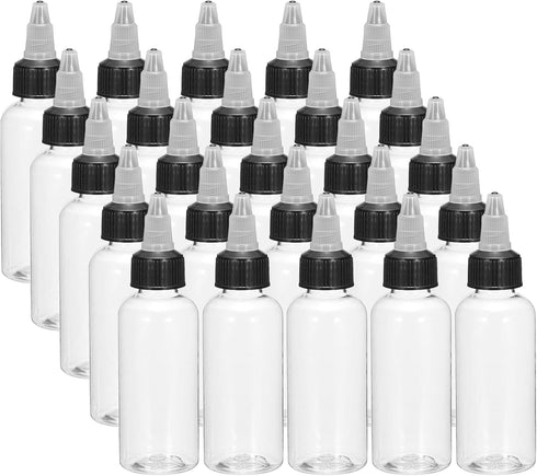MECCANIXITY 50Pcs 2oz/60ml Squeeze Bottles, Clear Dispensing Bottles with Twist Cap Lids for Ketchup, Mustard, and