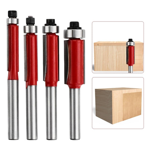 Ovrimelle 4PCS Professional Flush Trim Router Bit Set, 1/4 Inch Shank Top Bearing