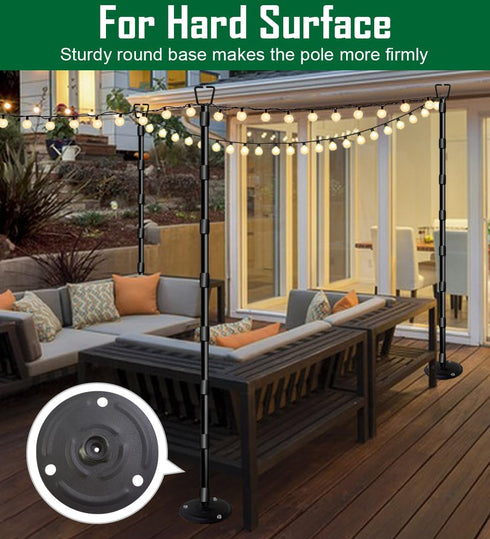 Tigerden 10Ft String Light Poles for Outside, Adjustable Metal Poles for Outdoor String Lights, Rustproof & Sturdy