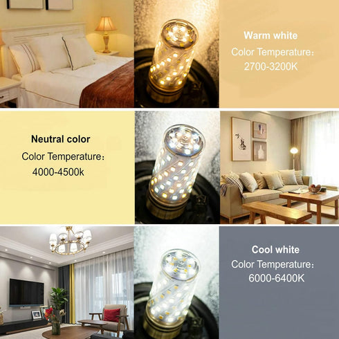 Smart LED Corn Light Bulb with Remote Control, E14 9W Adjustable Color Temperature and Brightness, 2 Pack