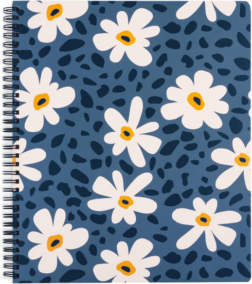 Steel Mill & Co Cute Large Spiral Notebook College Ruled, 11" x 9.5" with Durable Hardcover and 160 Lined Pages (Leopard Daisy) by STEEL MILL AND CO.