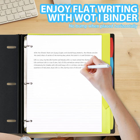 WOT All-in-one Telescoping Binder Notebook 2PCS, Refillable 3 Ring Binder with Customized Cover, 60 Sheets, Black