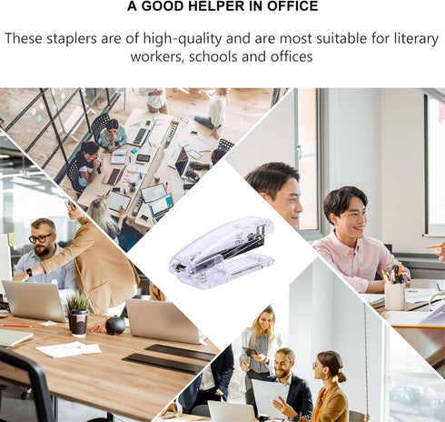 Tofficu 1pc Silver Stapler, Plastic Desktop Stapler, Heavy Duty, One Touch Stapler, Manual Stapler for Office
