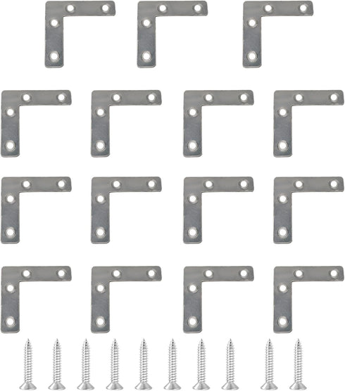 PDETVEO 15PCS (80x80mm) Flat L Brackets Corner Braces, Heavy Duty Steel Right Angle
