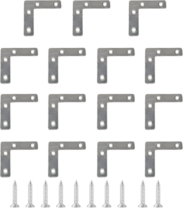 PDETVEO 15PCS (80x80mm) Flat L Brackets Corner Braces, Heavy Duty Steel Right Angle