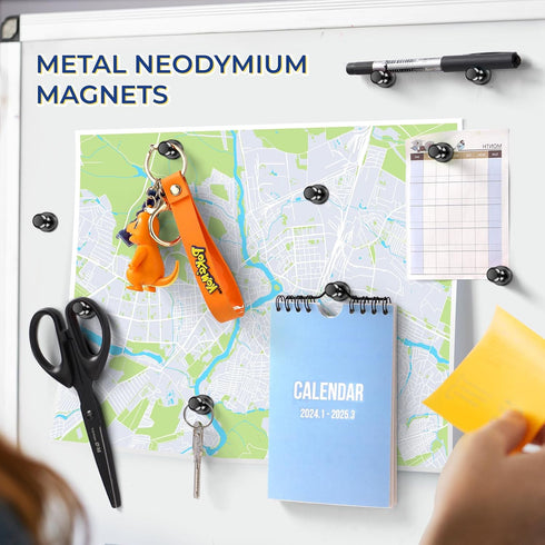 VNDUEEY 20Pcs Strong Black Fridge Magnets, Magnetic Push Pin for Locker, Map, Kitchen, Office, School