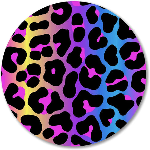 IMAYONDIA Cheetah Animal Print Gaming Mouse Pad - Colorful Leopard Round Mouse Pad with Non-Slip Rubber Base for Office