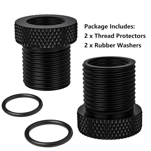 2 Pack Thread Adapters and Washers, 1/2x28 to 3/4x16 Steel Thread Protector with Rubber Washer (Black)
