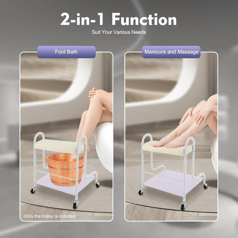 BGSHKAL 220.46 Lbs 4 2 Pedicure Cart Portable Trolley, Portable Esthetician Trolley Cart Pedicure Foot Rest Weight