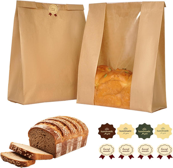 Funcoo Sourdough Bread Bags, 200 Pcs Paper Bread Bags for Homemade Sourdough,