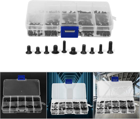 Carbon Steel Flat Head Machine Screw Bolt Assortment Sets, Fasteners with Box Optional for Electronics Industry