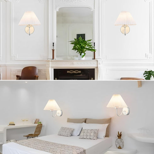 Wall Sconces Indoor Wall Light Fixtures with Pleated Fabric Shade Bathroom Vanity Sconces Wall Lighting Dresser