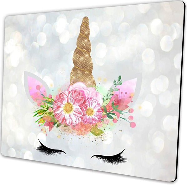 Floral Unicorn Gifts Mouse Pad Mat – Cute Unicorn Face Teacher Desk Accessories for Women