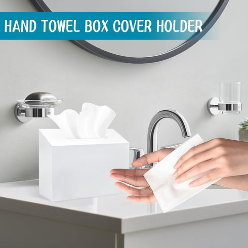 Wensdr Acrylic Hand Towel Box Cover Holder for Kleenex, Disposable Paper Hand Towels Holder, Bottom Pull-Out