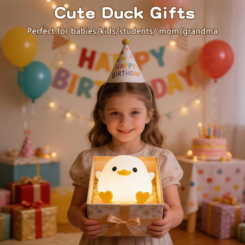 Dimmable FAMIDUO Duck Night Light, Cute DoDo Duck Lamp, Squishy Silicone Bedside Light for Baby Kids Nursery