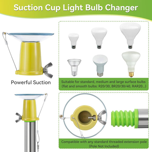 Bulb Bulb Dreyoo Light Changer for High Ceilings and Recessed Lights, Suction Cup Light Changer Compatible