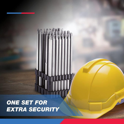 NEIKO 10224A 32 Piece Extra Long Security Bit Set, 1/4" S2 Steel 6” Long Torx, Tamper Proof, PoziDriv, Spanner, Tri-Wing
