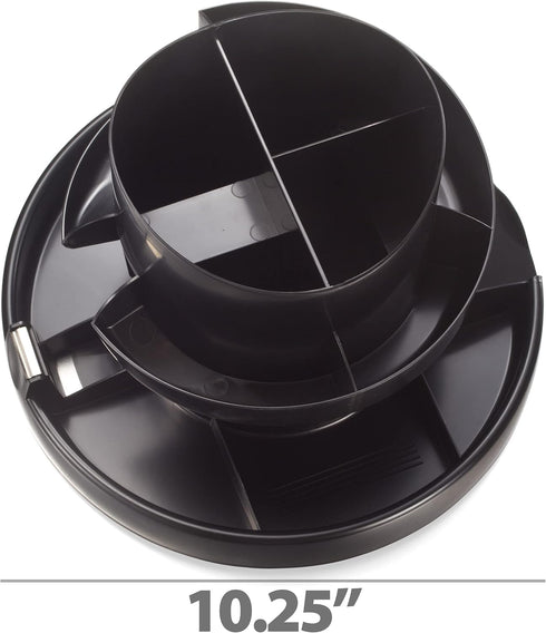 Officemate Deluxe Rotary Organizer, 16 Compartments, Black, Recycled (26255)