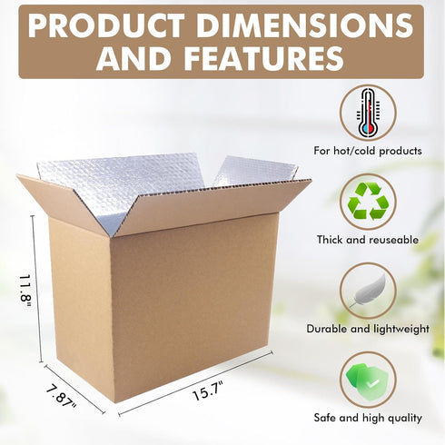 aromeili Frozen Food-15.7" 11.8" 7.87" (6 Pack),Large Packing,Reusable Insulated Shipping Boxes for Shipping x x Foil