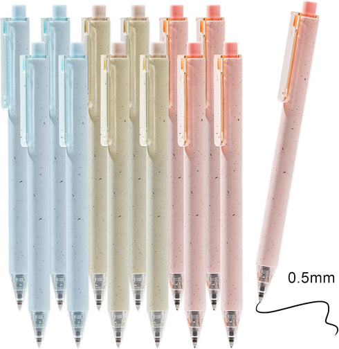 RIANCY Retractable Pink Pens, Black Ink Quick Dry Gel Ink, Smooth Writing 0.5mm, Cute Pen for Journaling