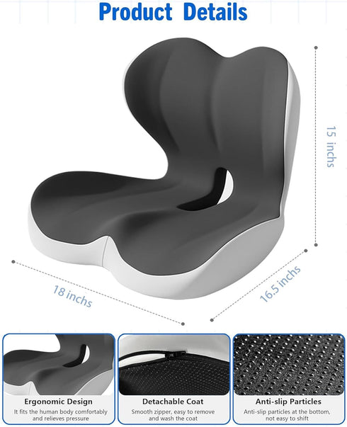 Mogdeker L-Shaped Seat Cushion for Long Sitting,Memory Foam Ergonomic Back Support Driving Seat Cushion for Back