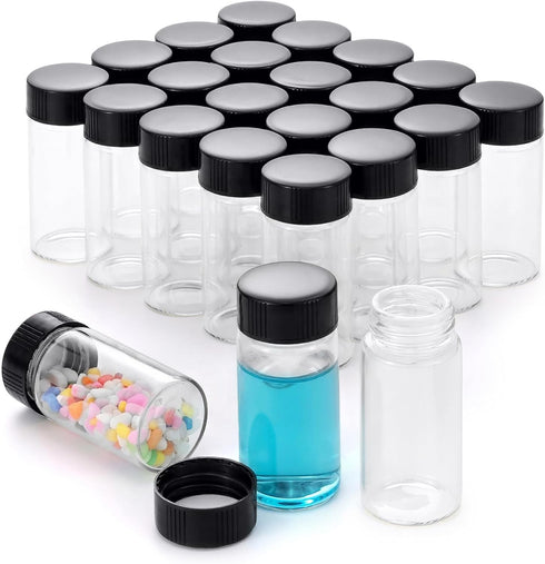 20-Pack 20ml Glass Vials with Screw Caps, Small Vials for Essential Oil and Specimen Samples