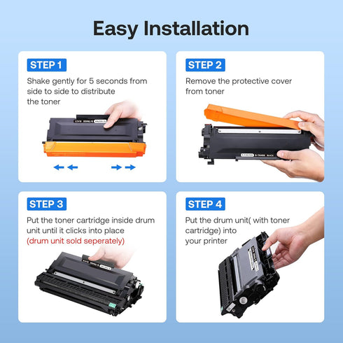 TN450 Toner Cartridge DR420 Drum Unit, Replacement for Brother TN450 TN-450, 2 Toner + 1 Drum, 3 Pack