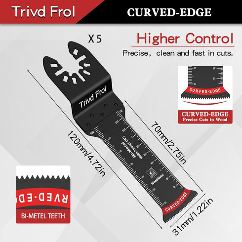 10PCS Extra Long Oscillating Saw Blades: Curved Edge Bi-Metal and Japanese Teeth for Precise Cuts