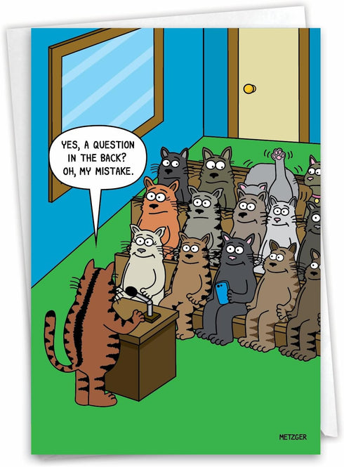 NobleWorks - 1 Funny Animal Card for Birthdays - Pet Cat and Dog Humor, Birthday Notecard with Envelope